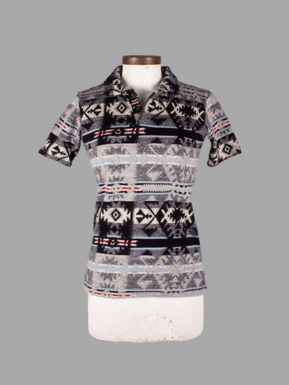 KAPITAL Multicolor Ethnic Print Cotton Short Sleeve Polo Shirt